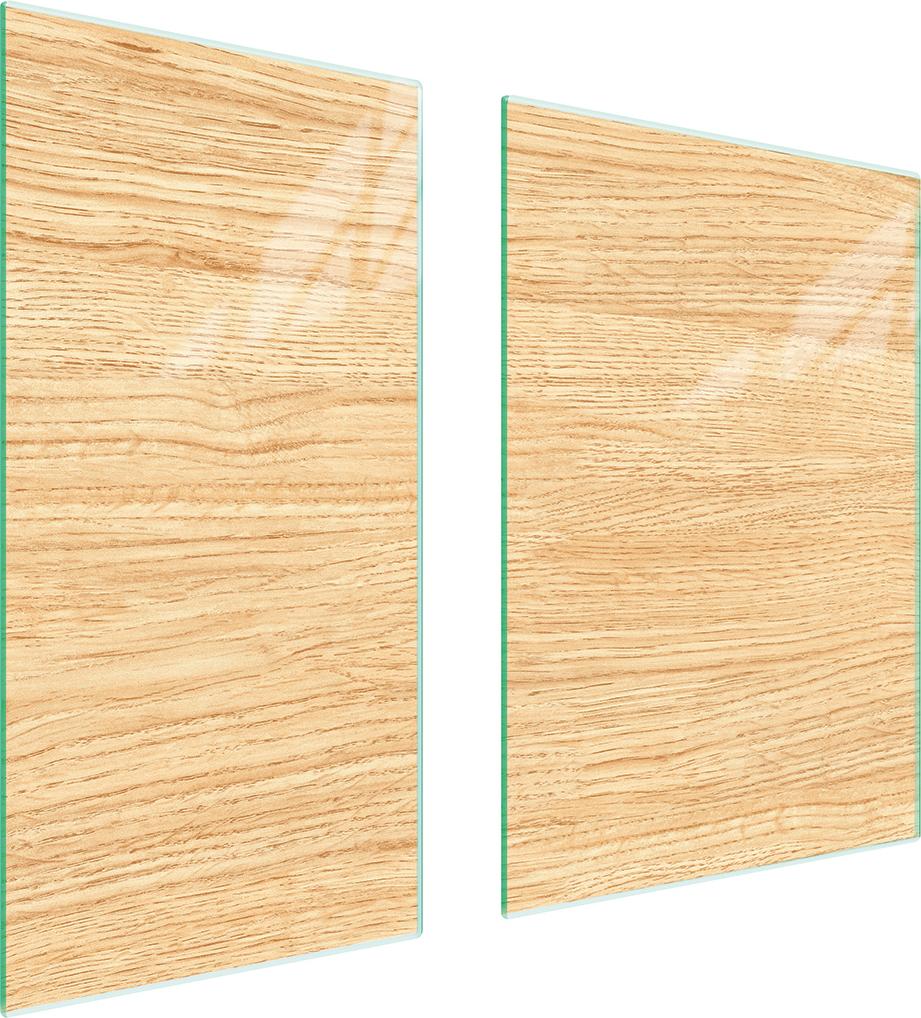 TMK ArtDeko Herdabdeckplatten 2 teilig 75x52 Glaskeramikfeld Abdeckung Glas Schneidebrett Holz Beige