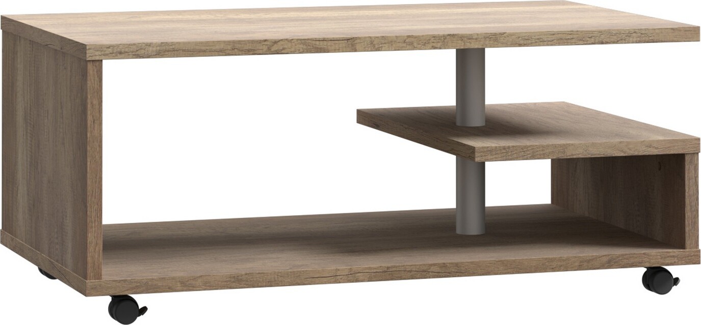 Furniture24 Kaffetisch Bailey Bl1T01-D39 Couchtisch Kaffetisch Auf Rollen Antik Eiche