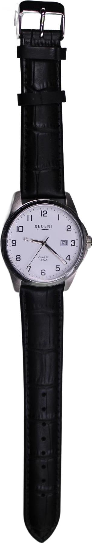 Regent F-913 Herren-Armbanduhr, Edelstahl-Gehäuse, Leder-Armband F913
