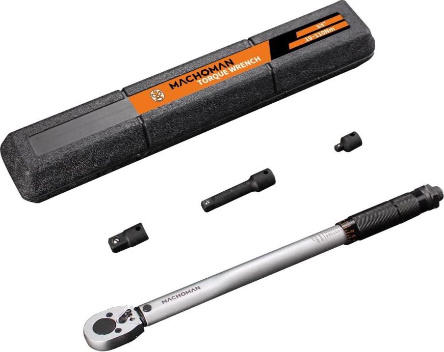 MACHOMAN ATQW304 Drehmomentschlüssel-Satz 3/8 Zoll 19-110 Nm mit Adapter und Verlängerung für präzise Drehmomentmessung