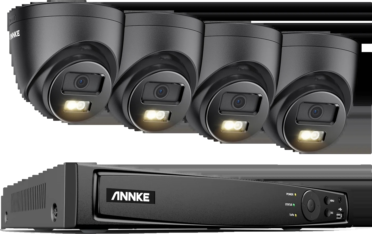 8CH monitorovací kamerový systém, rozlíšenie 12MP, inteligentná detekcia osôb a vozidiel, 8CH 4 ks kamier, 1T