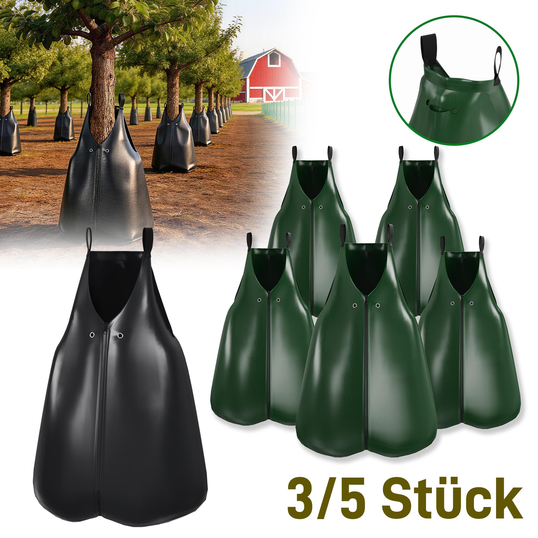 ACXIN Baumbewässerungssack 75L, 5er Set in Grün für die pflegende Bewässerung von Jungpflanzen