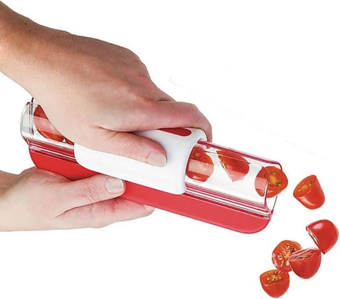 Markenlos LATRAT Kirschtomaten und Traubentomaten Schneidehilfe, Küchenhilfe zur Dekoration, Gemüseschneider, Küchengerät