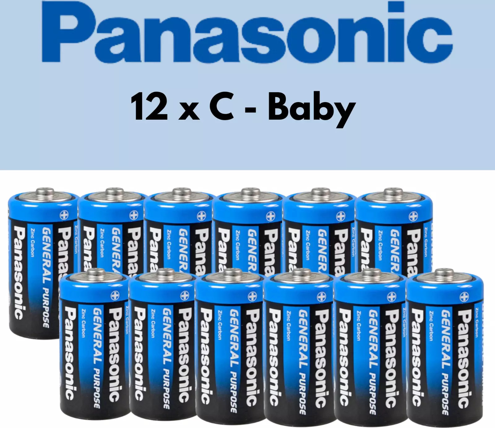 Kodak Panasonic Batterien, R14 C Baby 12er Pack, Markenqualität, Zink Kohle, 1,5V