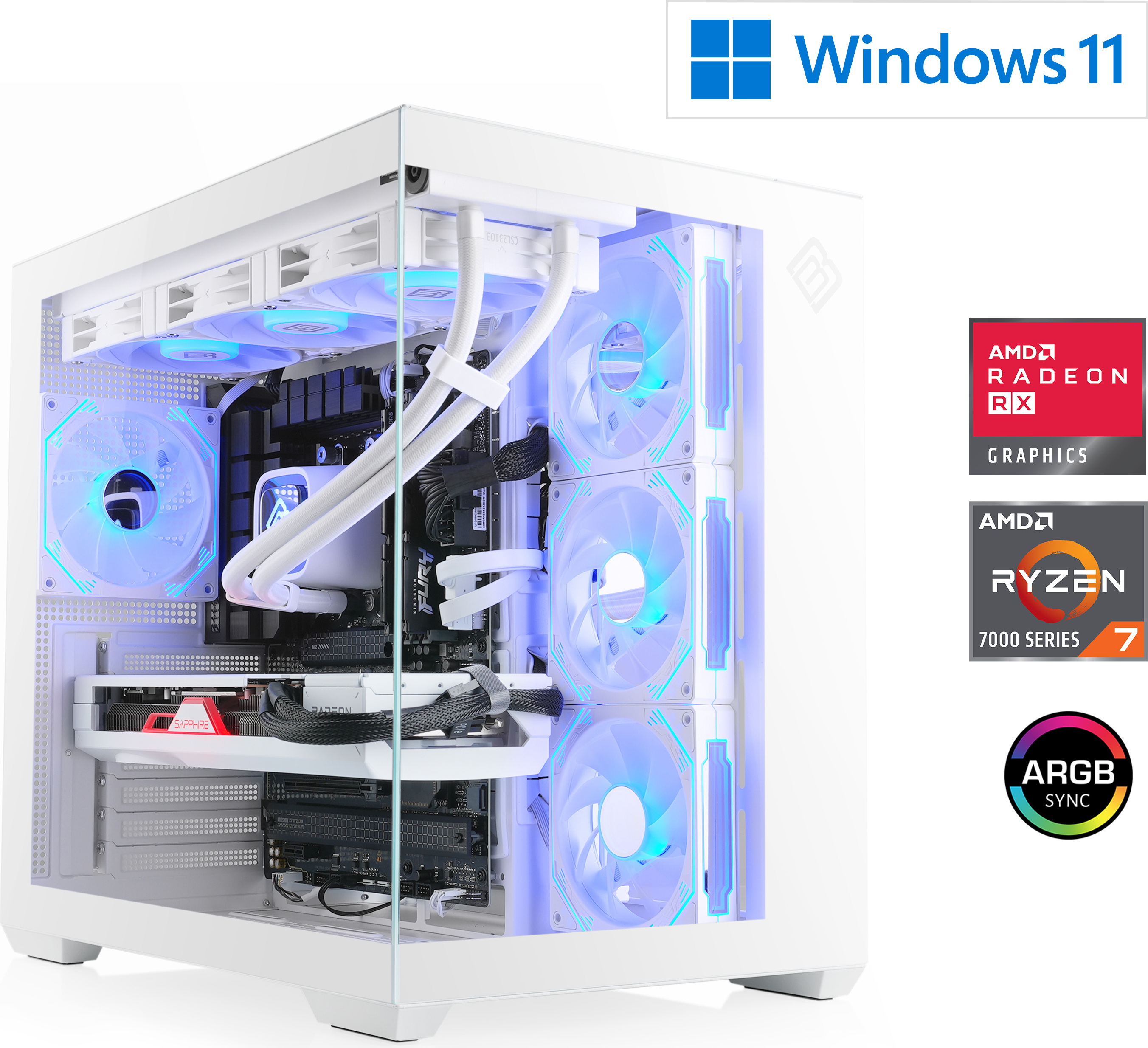 Gaming PC, AMD Ryzen 7 7700, 3800 MHz, Radeon RX 9070 XT, 32 GB DDR5 RAM, 1000 GB M.2 SSD, Windows 11 Home, USB 3.2 | M12070H