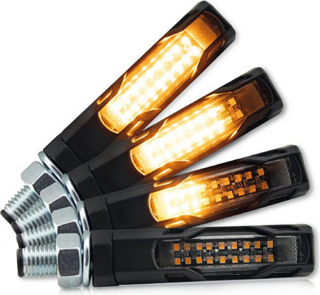 4U-Onlinehandel SMD-Blinker |"EVO" | sequenziell | schwarz | Alu | getönt |Paar | M10 | L 58 x T 16 x H 16mm | E-gepr 2.018.111