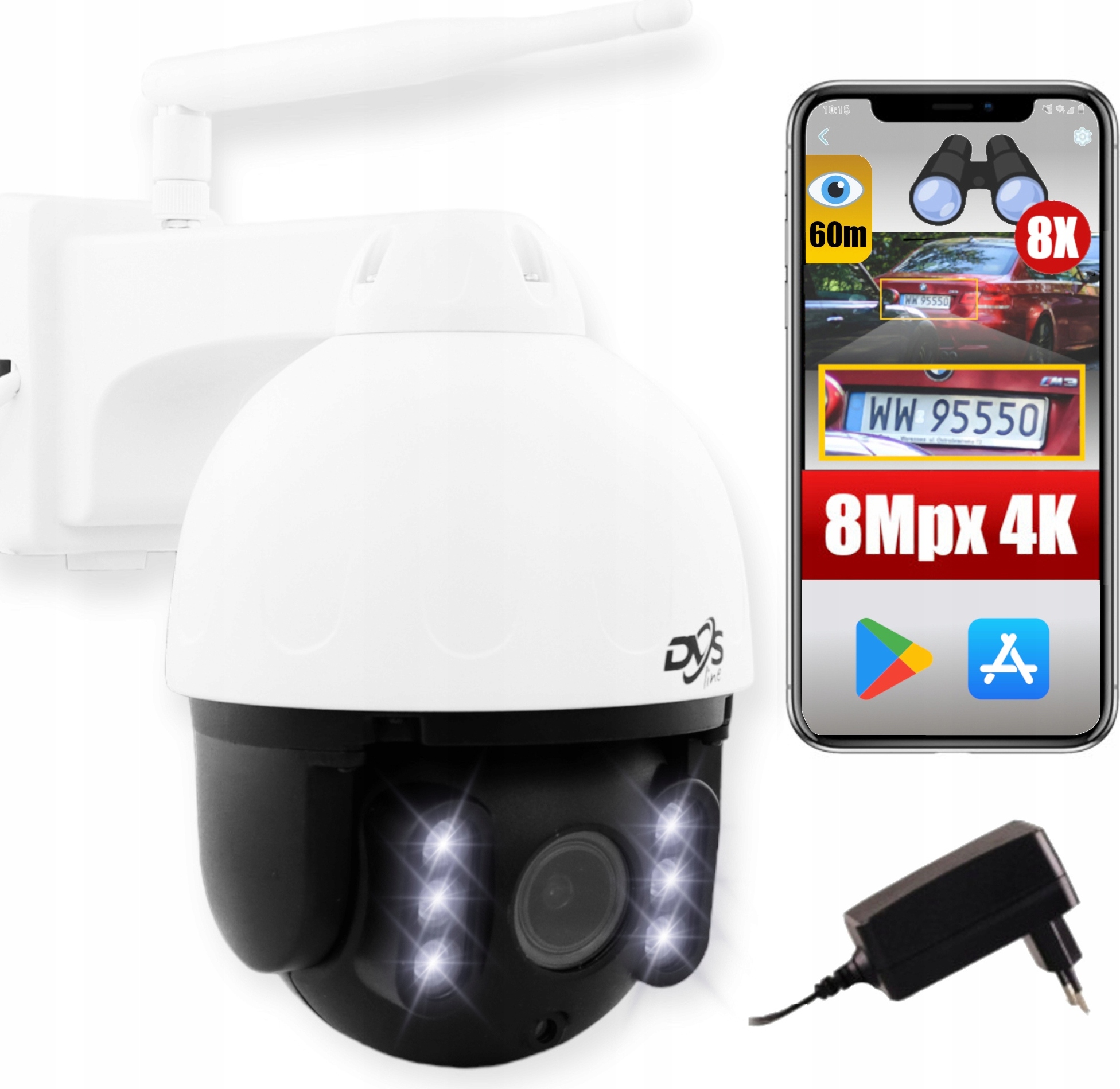 DVS Ip Wifi 4K 8Mpx 8X Zoom, Sony, Bewegungserkennung, Ip66 50M Ir BELLA-T-1132