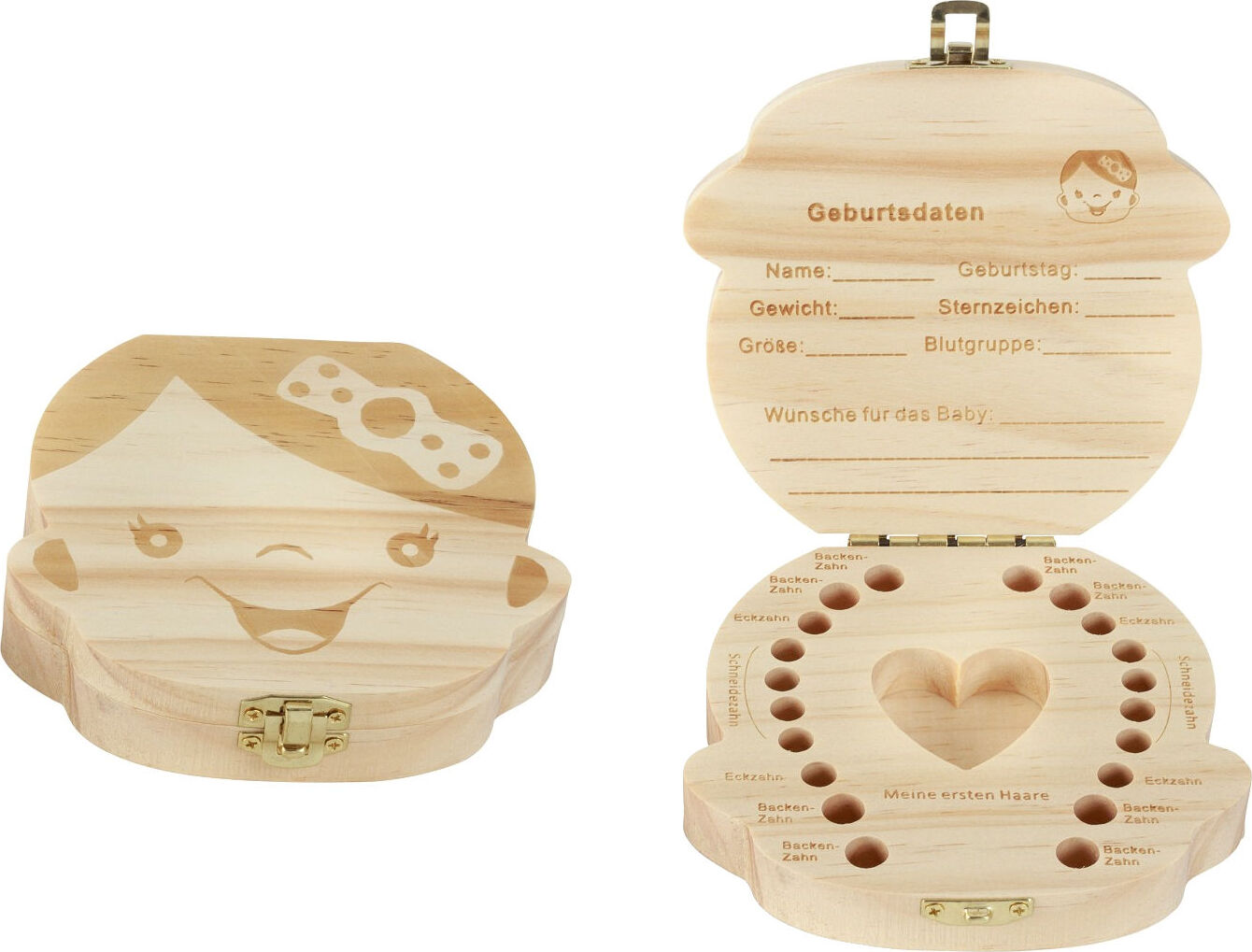 Spetebo Zahnbox für Milchzähne - Motiv: Mädchen