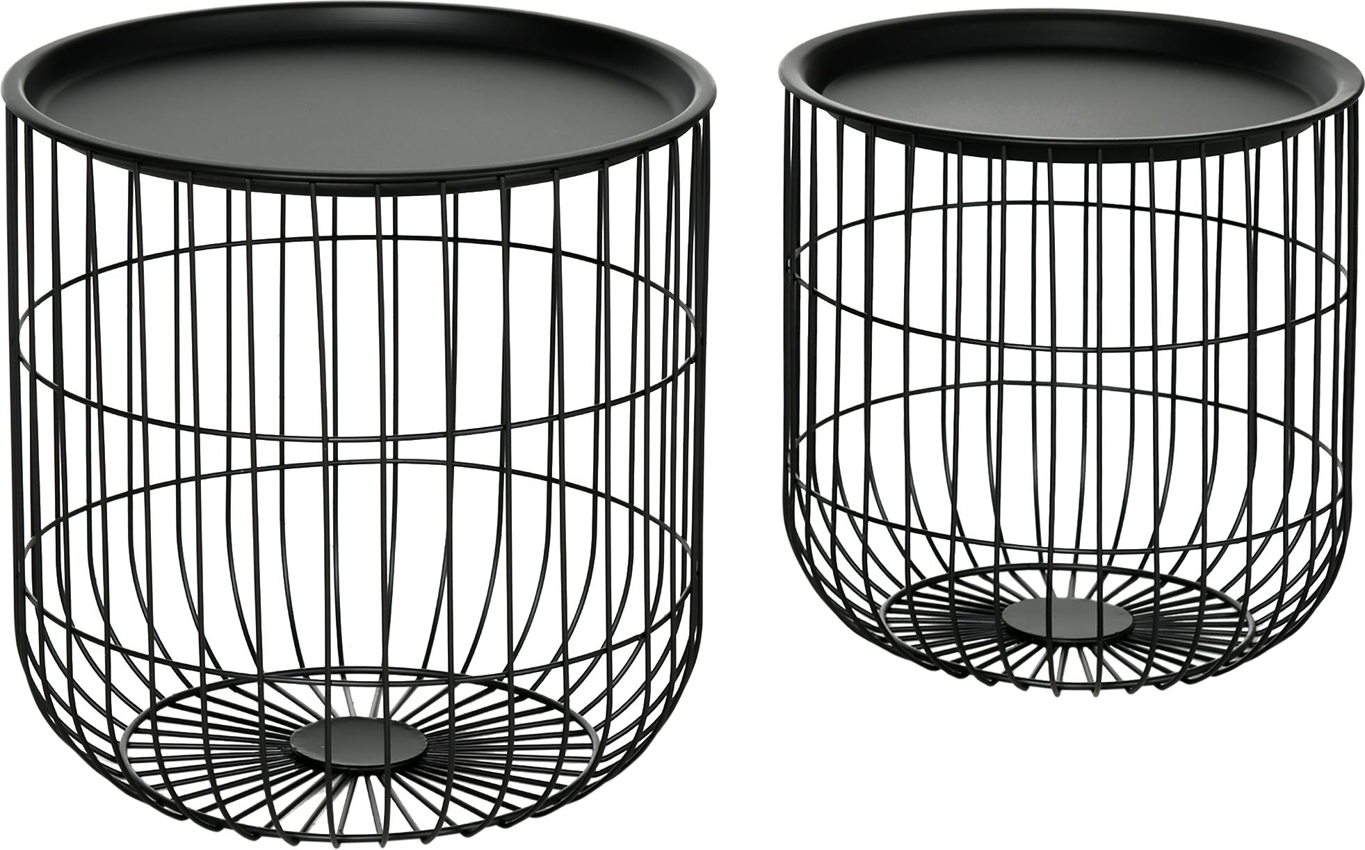 Avylet 2er-Set Beistelltische im Skandidesign. mit Stauraum. stapelbar. Schwarz