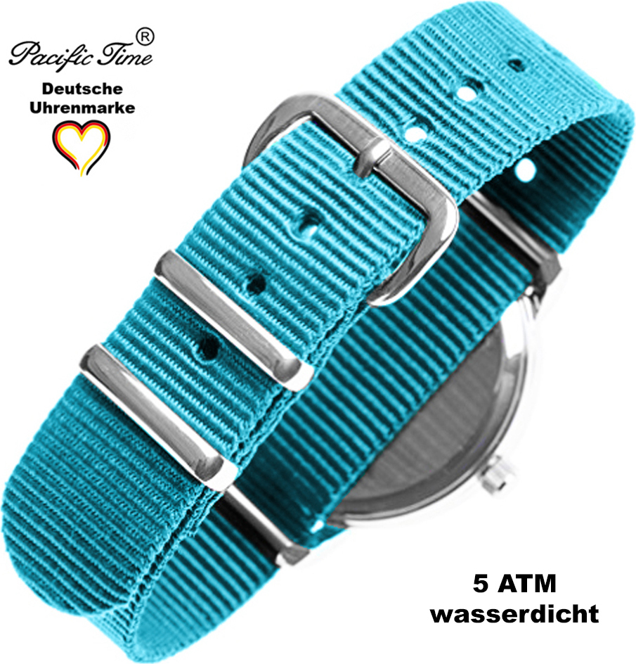 Pacific Time Kinder Armbanduhr Mädchen Jungen Lernuhr wasserdicht Wechselarmband Einschulung 10808
