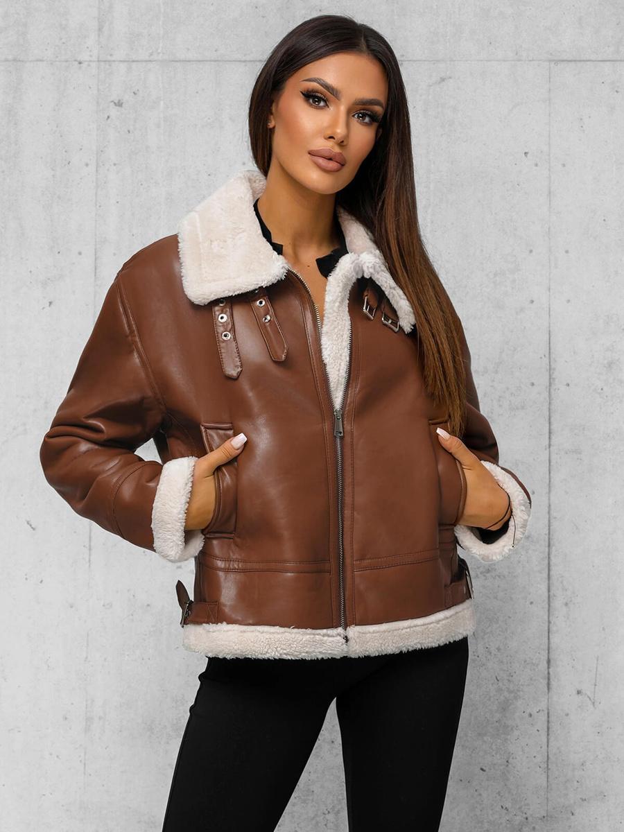 Damen Lederjacke Braun OZONEE JS/11Z8176Z M