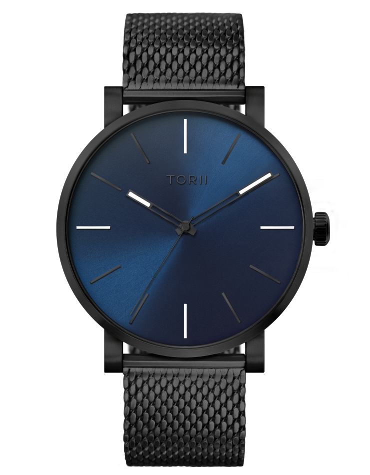 Herrenuhr TORII B45BB.NB klassisch in Marineblau zum Schwimmen.