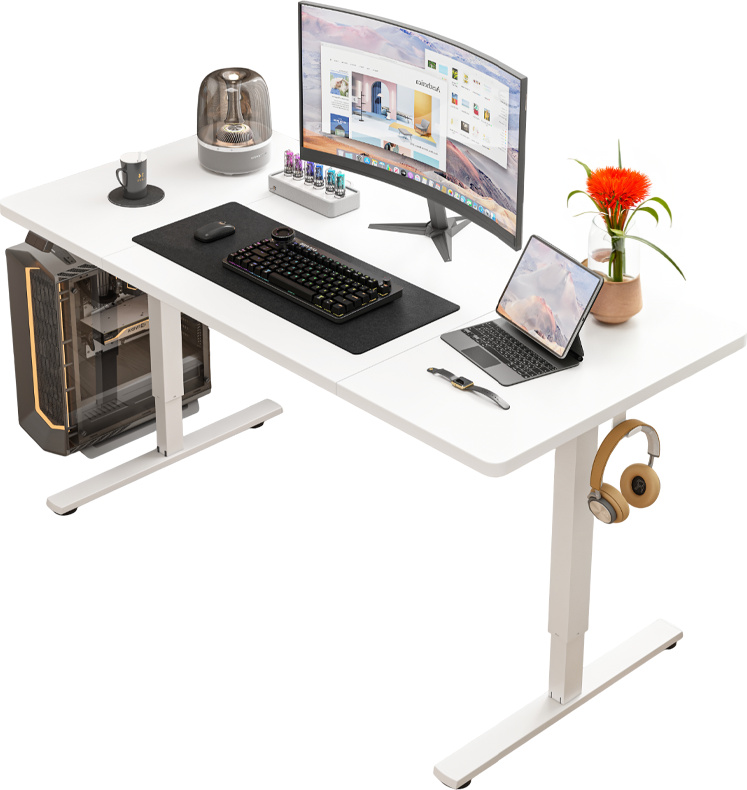 Rebiko Elektrisch höhenverstellbarer Schreibtisch, weiß, 120 cm, höhenverstellbar von 72 bis 118 cm
