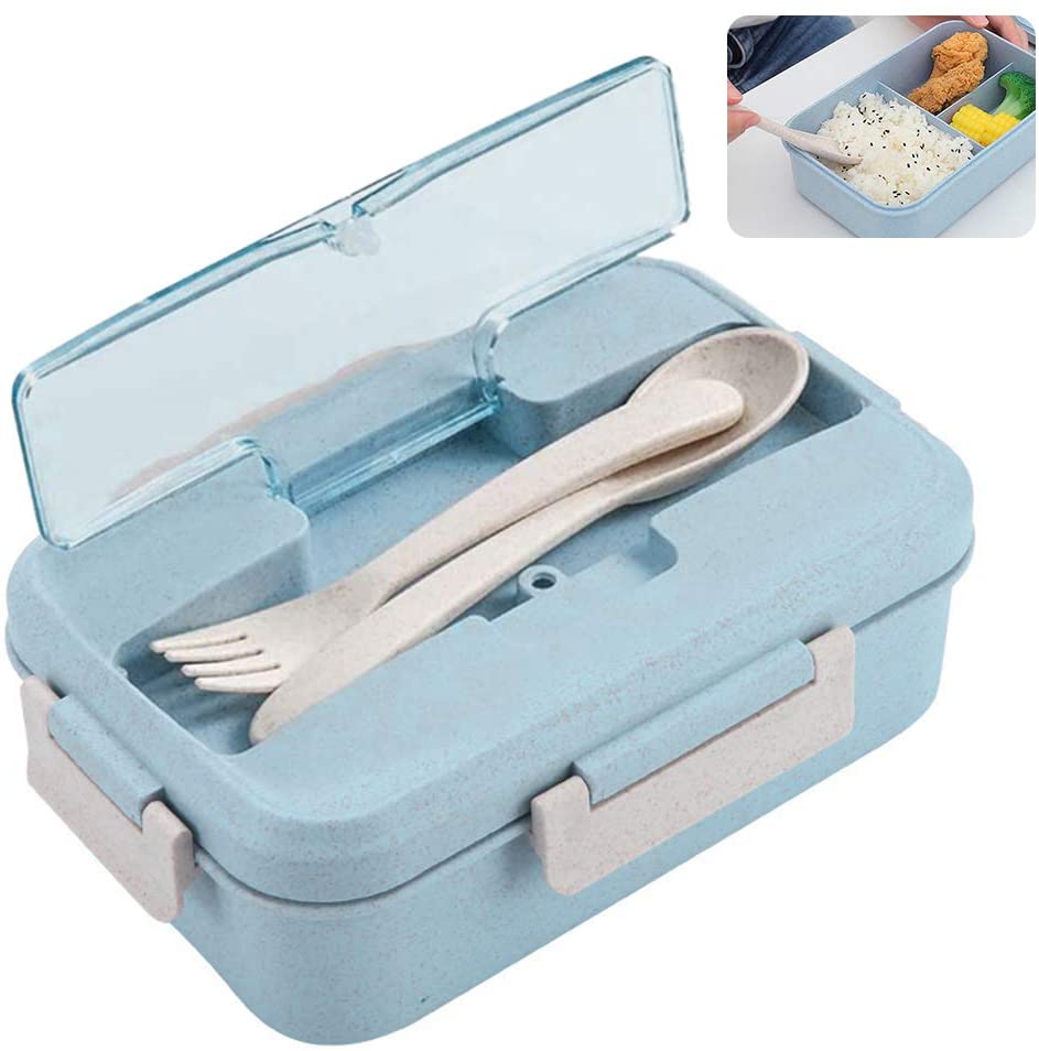 3-Fächer Lunchbox Kinder Brotzeitbox Kinder Picnic Case MIT Spoon Chopsticks new