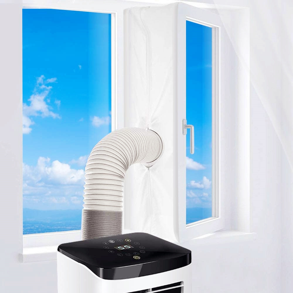 bedee 400cm Fensterabdichtung für Mobile Klimaanlagen Wäschetrockner und Ablufttrockner Hot Air Stop zur Befestigung an Fenstern