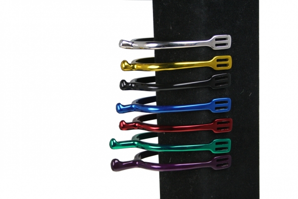 ARBO-INOX ® Sporen Reitsporen Edelstahlsporen rot blau lila schwarz gold pink grün Farbe - rot Länge - 15mm