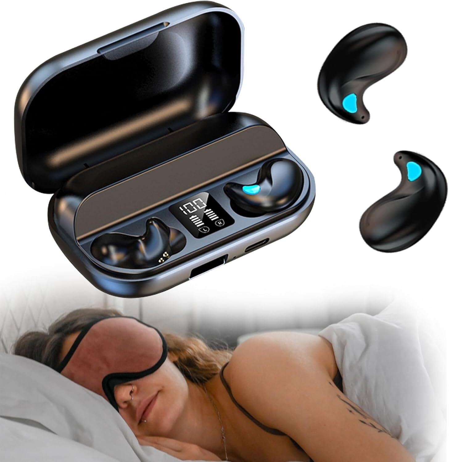 Xmenha In Ear kabellos Kopfhörer Bluetooth im Ohr Kopfhörer zum Schlafen Wireless Sleep Earbuds Kopfhörer für kleine Ohren Schlafkopfhörer Seitenschläfer