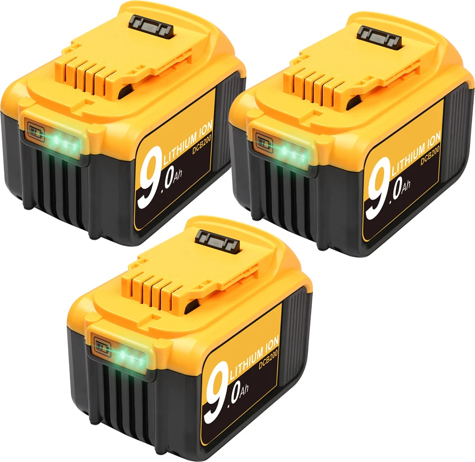 20V lítium-iónová náhradná batéria, vysoká kapacita 9000 mAh, kompatibilná s náradím DEWALT, 3 batérie 9000