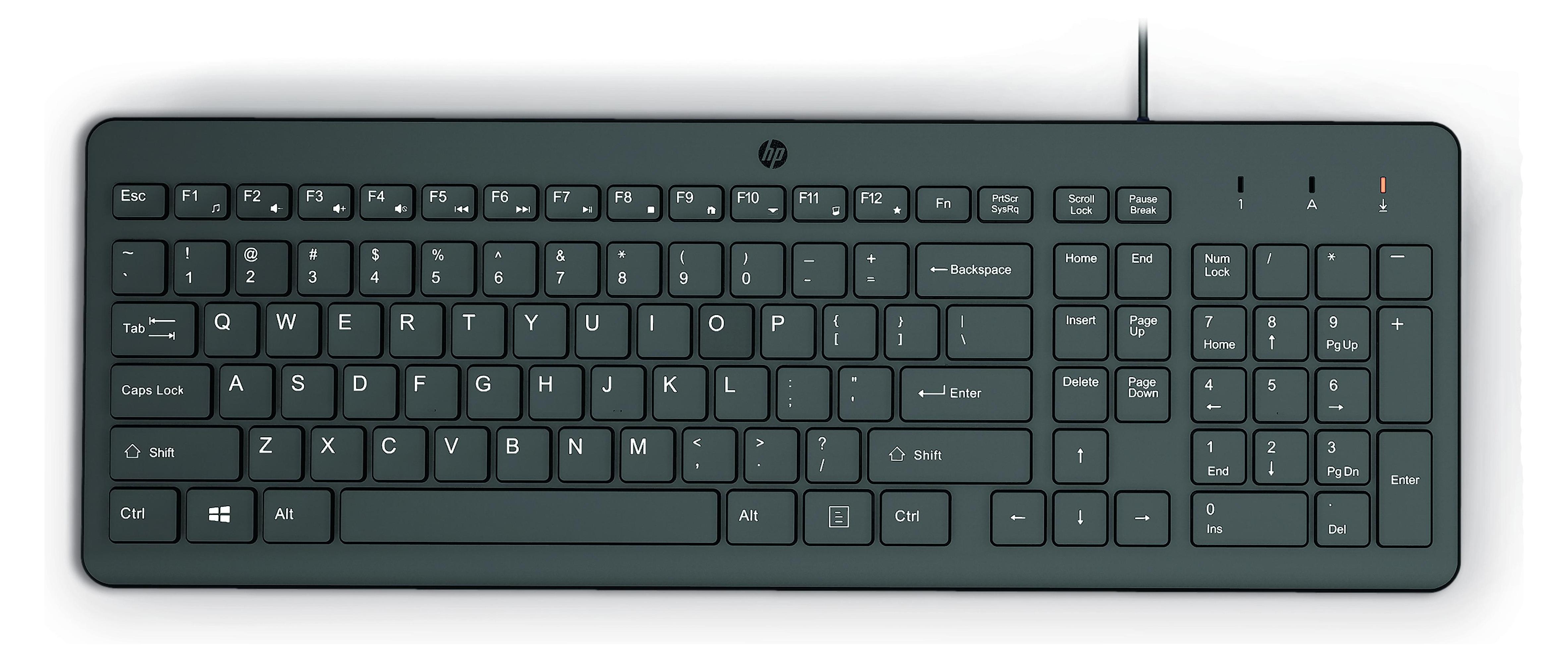 HP 150 Kabelgebundene Tastatur, Volle Größe (100%), Kabelgebunden, USB, Schwarz 664R5AA