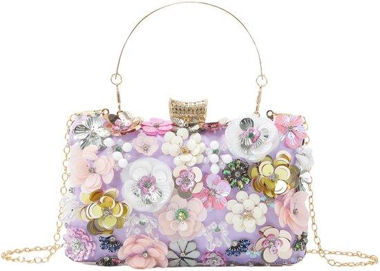 OEM Handtas mit Blumenmuster, bunte Clutch mit Glitzer, Schmucktasche mit Kette und Paar 2026