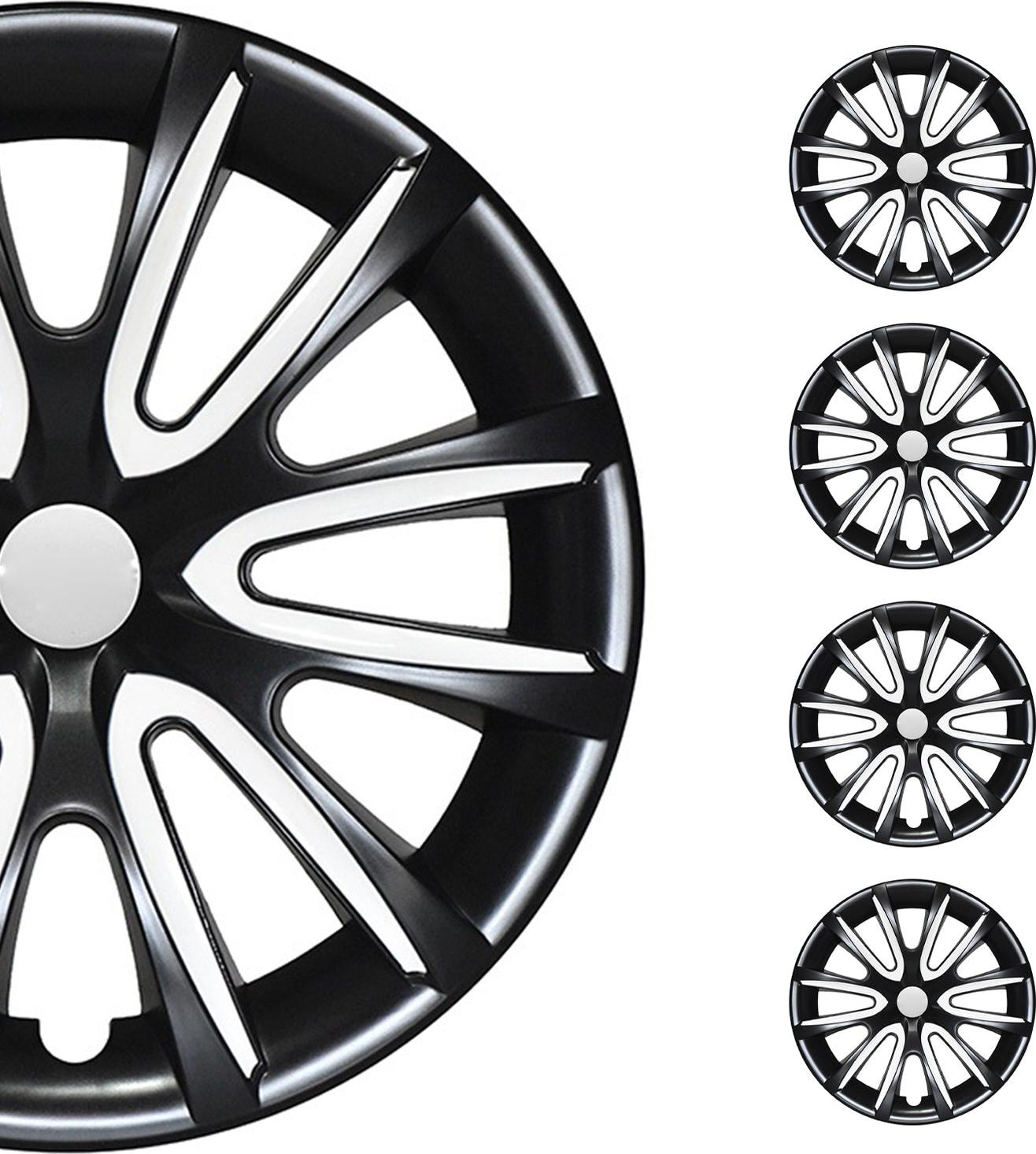 Simoni Racing NAS/15SB Copricerchi Nascar Silver Black Universali, 15
