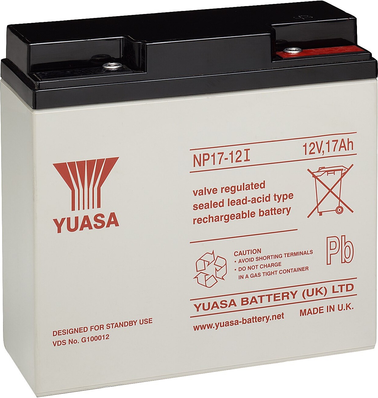 Yuasa Bleiakku 12 V, 17 Ah (17-12I) Gewinde (M5) Bleiakku AKKU 12-17 Yuasa (NP17-12I) VDS 48568