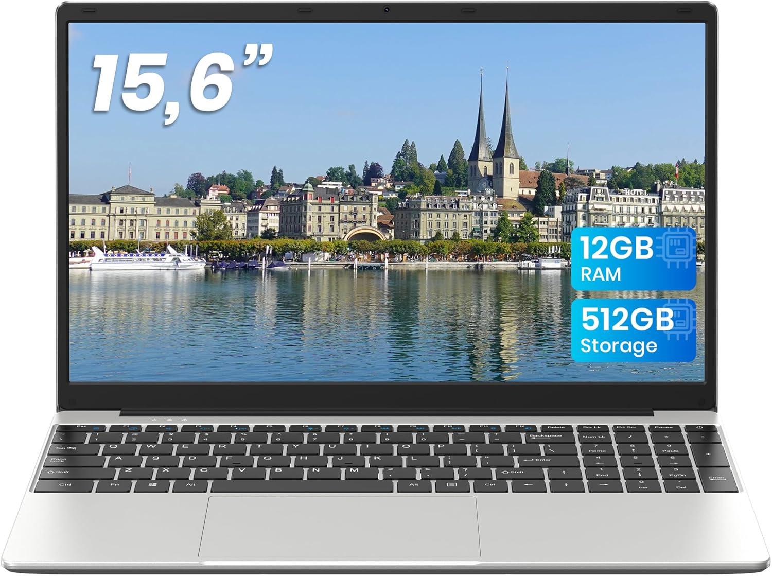 Jumper Laptop 15,6 Zoll FHD IPS Notebook 12GB RAM 512GB SSD Intel 5205U USB 3.0 Typ C WLAN Bluetooth für Arbeit Schule