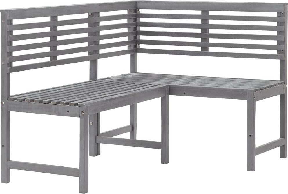 Garten-Eckbank Grau 140 cm Massivholz Akazie