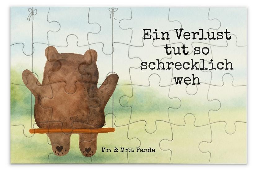 Mr. & Mrs. Panda Puzzle Bär Schaukel Design 24 Teile - Weiß - Geschenk, 2000, Teddy, Verlust Trauer Trauergeschenk Traurig Trösten Trost Liebeskummer Liebe Verliebt, 500 PD-1966210-STANDARD
