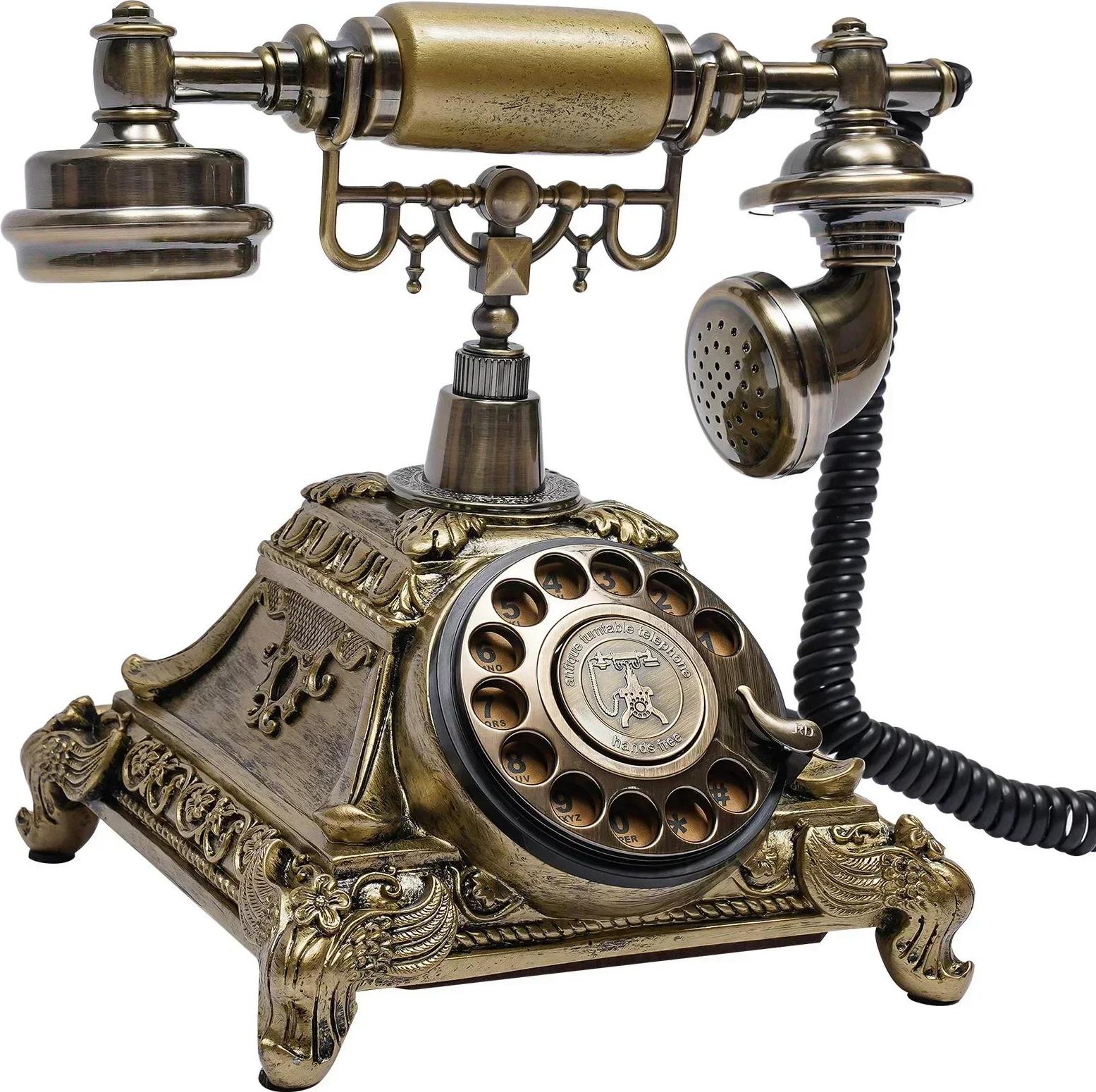 StarTech Vintage Telefon - Wählscheiben-Festnetztelefon - Retro Deko für Zuhause, Büro, Hotel - Klassisches Tischtelefon - Gold