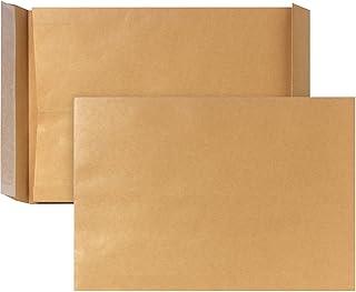 Akhan Faltentaschen C4 (10 Stück) 324x229x40 mm | haftklebende Faltentaschen mit Klotzboden und Seitenfalte | Versandtaschen C4 aus braunem Kraftpapier | Umschläge 130g/m² | Braun 174796607