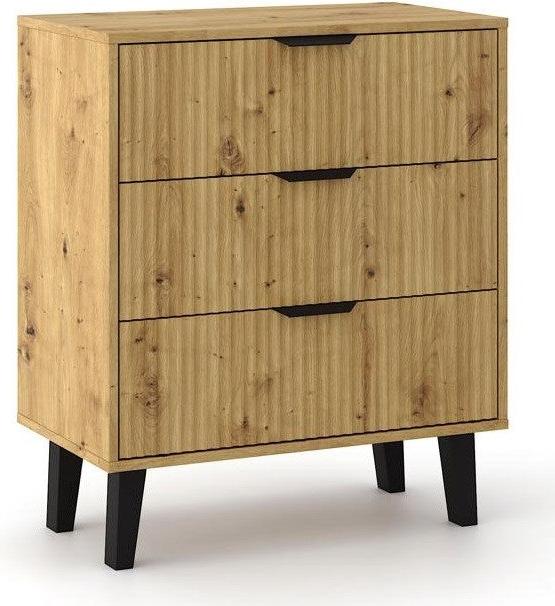 BellaFurn SCANDI 3S Schmaler Schrank mit 3 Schubladen – Moderne traditionelle Eiche | Farbe: Traditionelle Eiche M-MP-K-SCA-3S/SLIM-ART