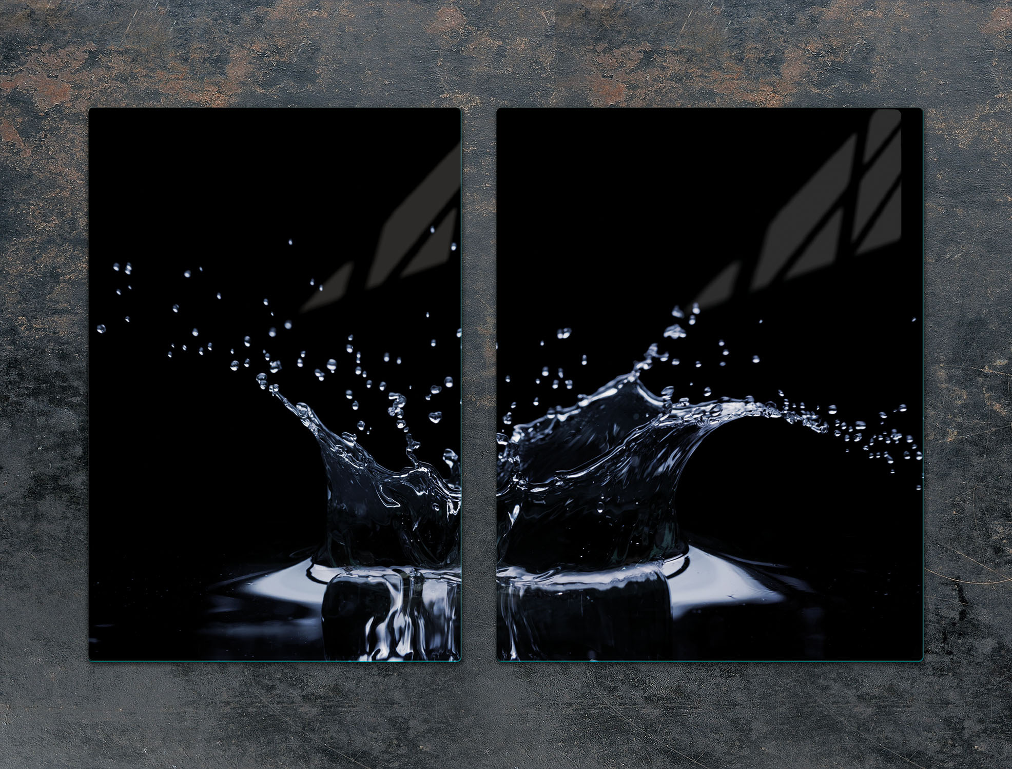 TMK ArtDeko Herdabdeckplatten 2 teilig 75x52 Ceranfeld Abdeckung Glas Schneidebrett Tropfen Schwarz