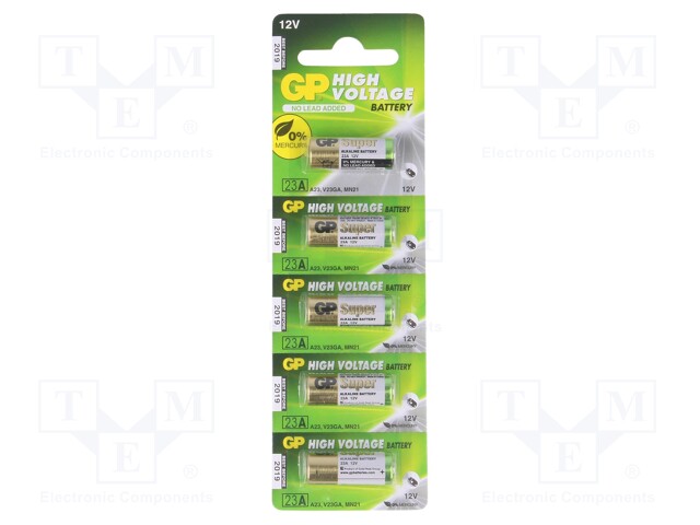 TNE 1x Batterie: alkalisch 23A,8LR932 12V Anz.Bat: 5 Ø10x28mm 23A B5 Batterien _1GH_BAT-23A-B5
