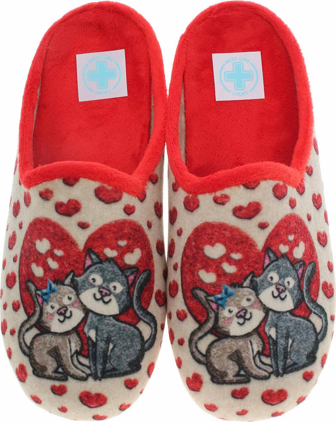 Damen Hausschuhe Medi Line 147-025 rojo 39