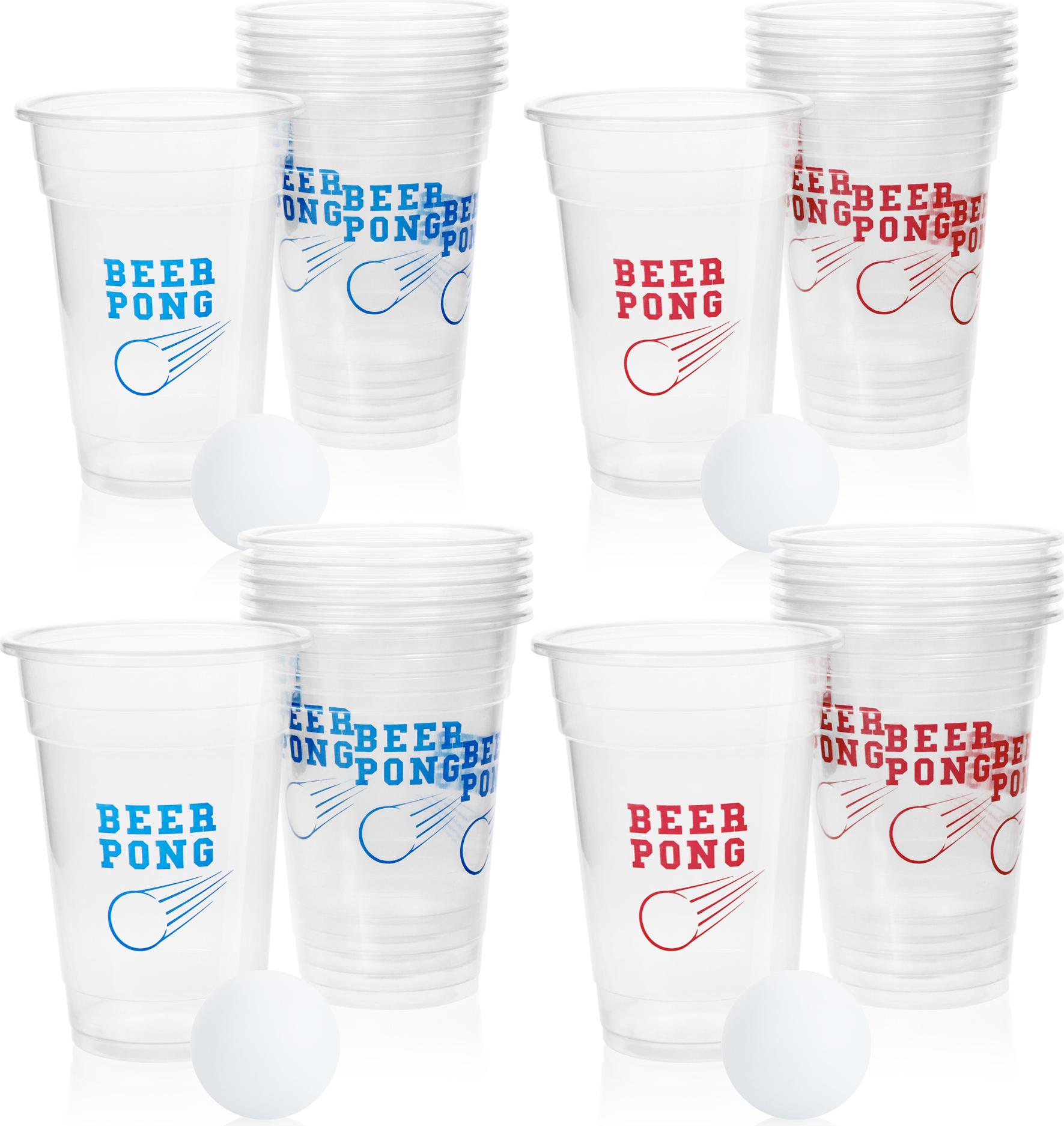 com-four® 28-teiliges Beer Pong Set - Bier Pong Trinkspiel mit 24 Bechern und 4 Bällen - Partyspiel Jungs gegen Mädchen - Bierpong-Becher-Set - Trinkspiel zum Zeitvertreib CF17809