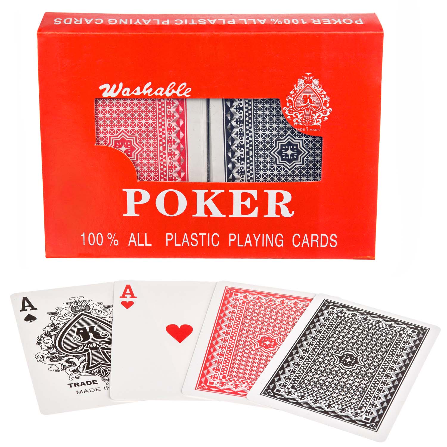 6 x Premium Poker Karten Großer Index 4 Eckzeichen Pips Spielkarten 100% Plastik 