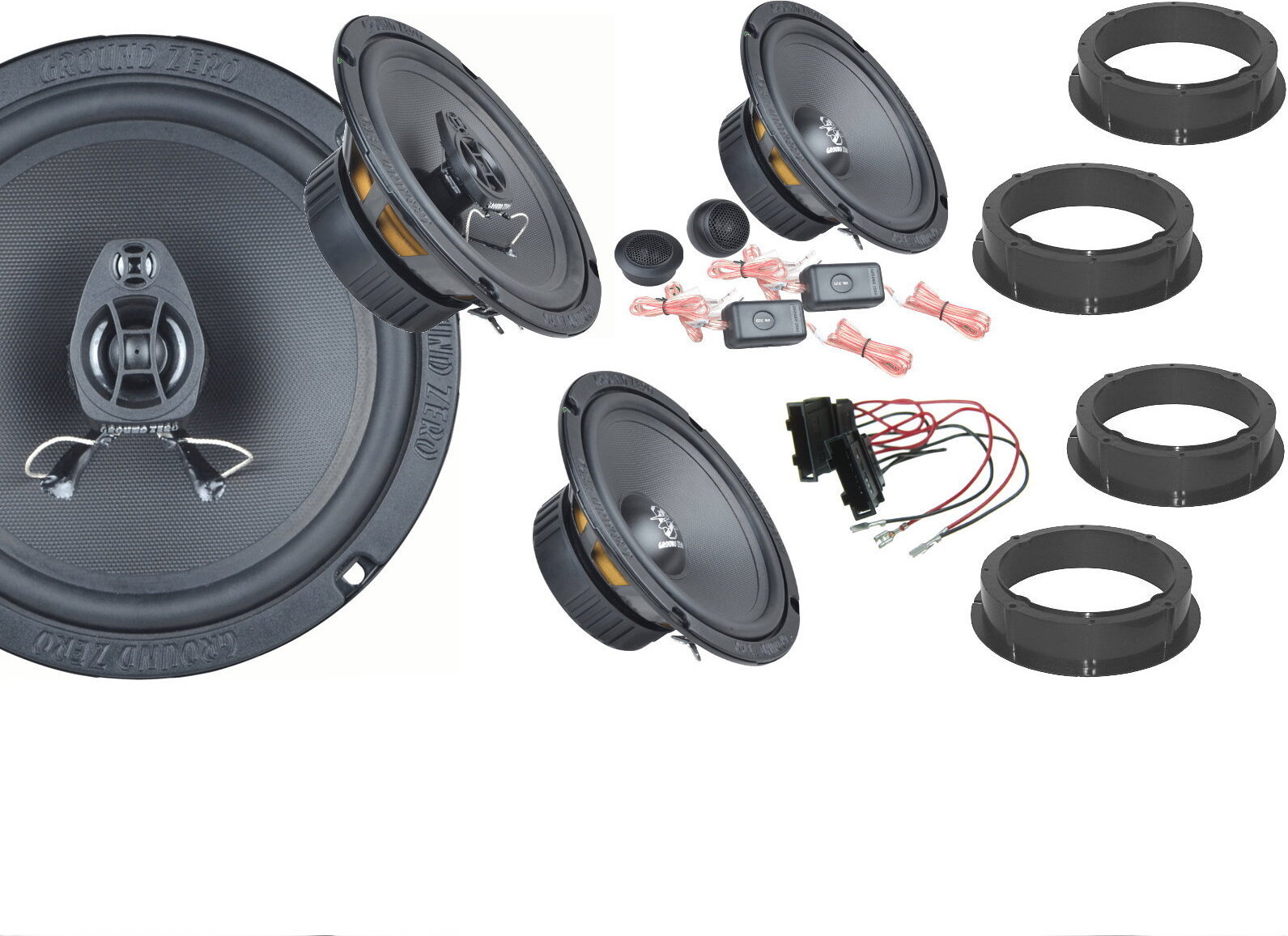 DSX Ground Zero Einbauset für VW Golf 8 BJ 16-22 Tür Vorn Hinten 540 W gzvwgolf8kkom