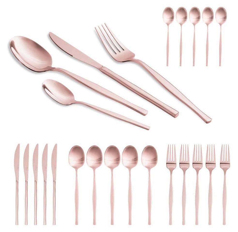 Berlinger Haus Besteck-Set 24-teilig - Edelstahl mit Spiegelglanz und Rose Gold PVD-Beschichtung - Messer, Gabeln, Lffel und Teelffel - Elegantes Design mit Geschenkbox BH-3065