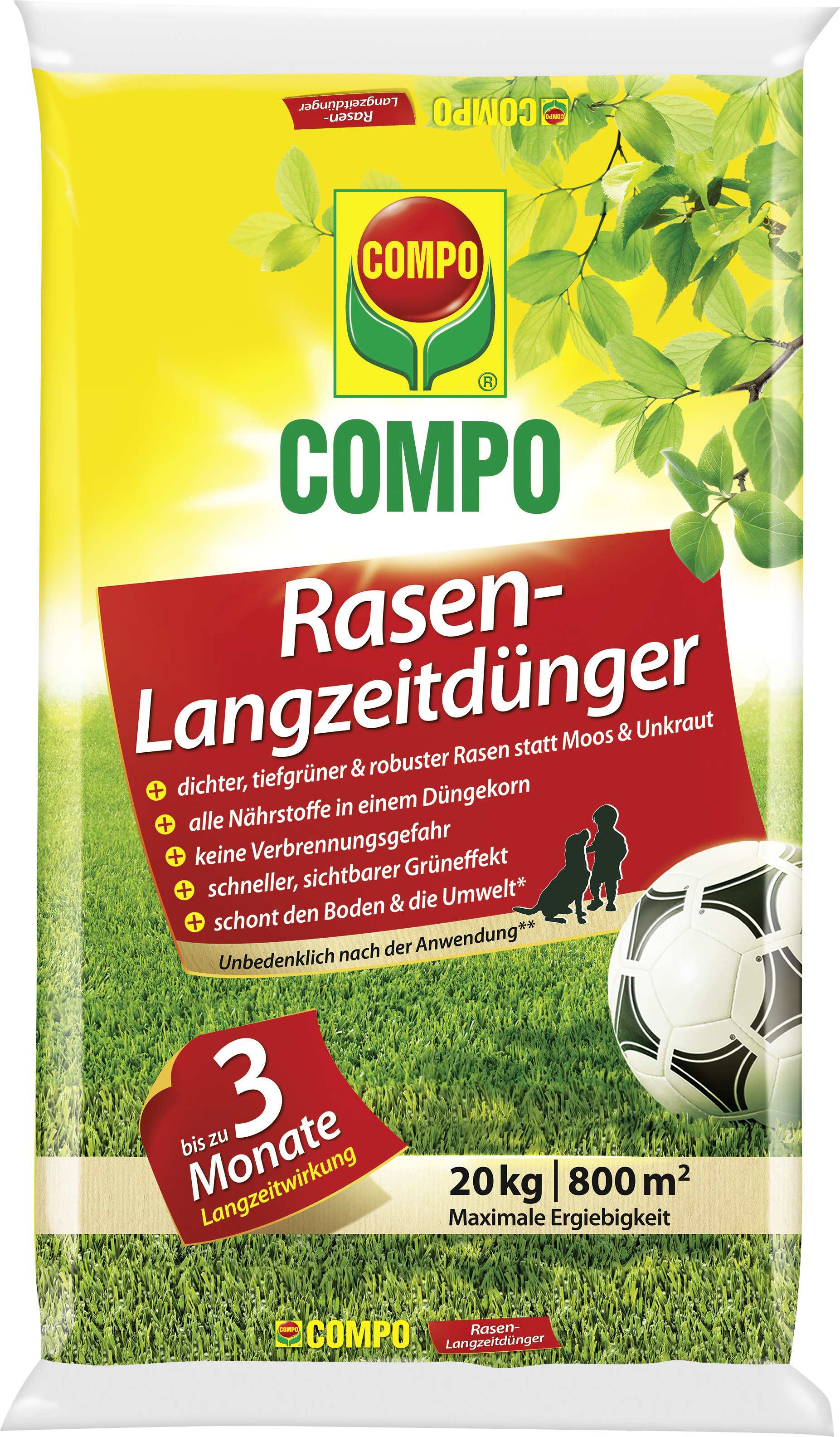 Rasen-Langzeitdünger COMPO 20 kg 800 m² mineralischer Dünger 23741