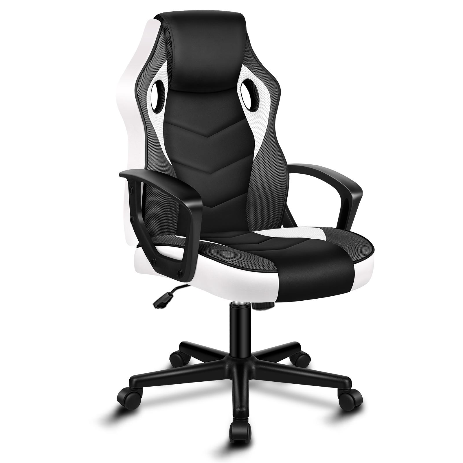 ALFORDSON Racing Schreibtischstuhl, Ergonomischer höhenverstellbarer & gepolsterter 150 kg belastbarer Bürostuhl, Drehbarer PC-Gaming-Stuhl, Weiß