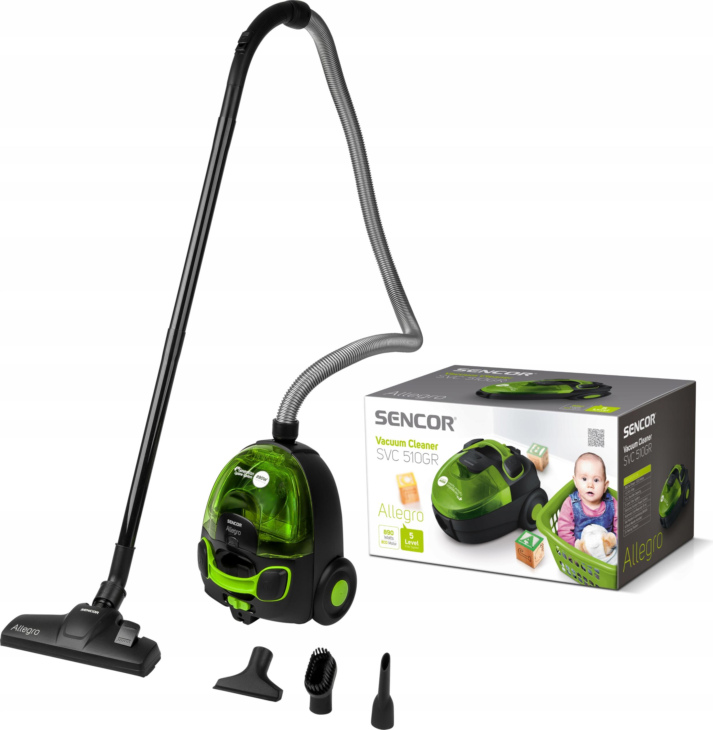 Bezvreckový Vysávač Sencor 890W Hepa H10 Green Cyclone System