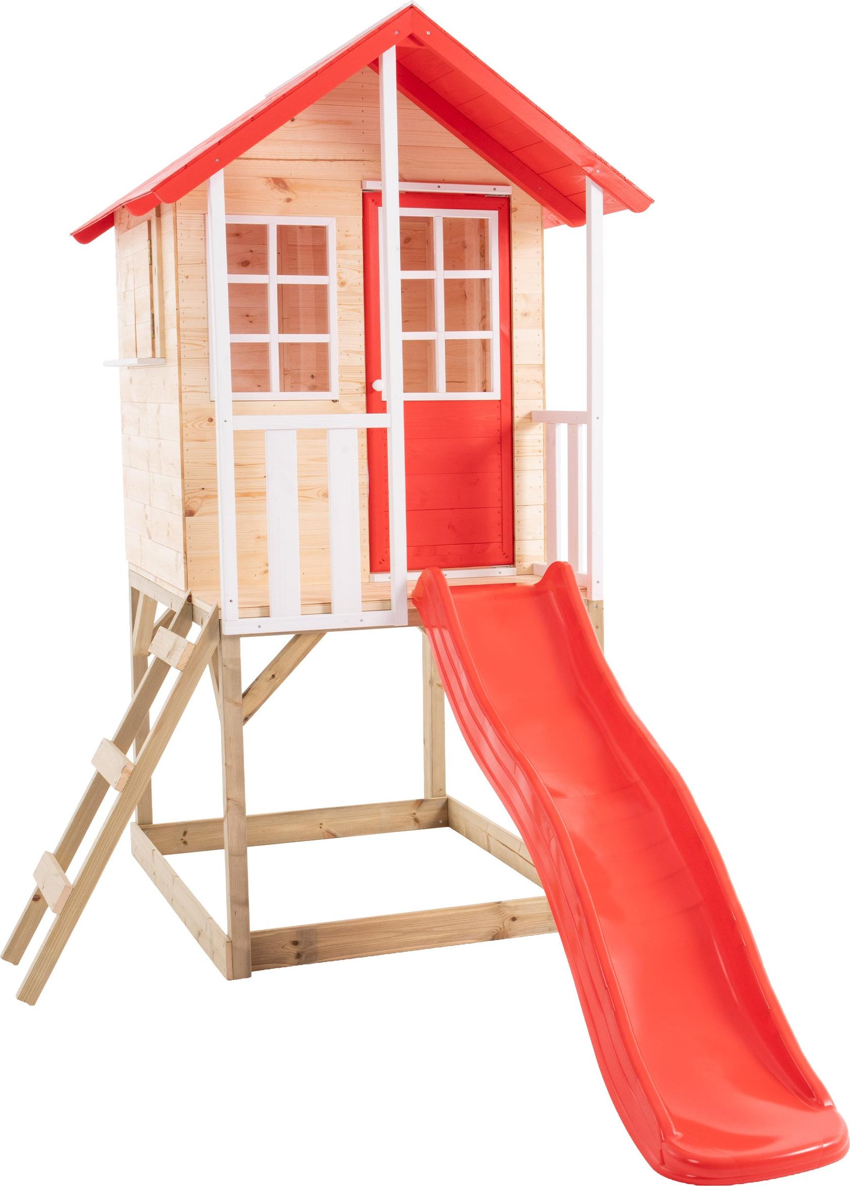 TP Toys Spielhaus auf Stelzen mit Balkon und Rutsche COQUELICOT Rot