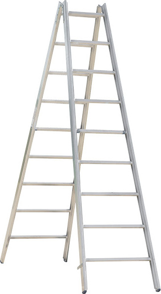Josef Steiner Alu-Sprossen Stehleiter Mod. 000 - Sprossenanzahl: 2 x 9, Länge: 2,68 m 000-9