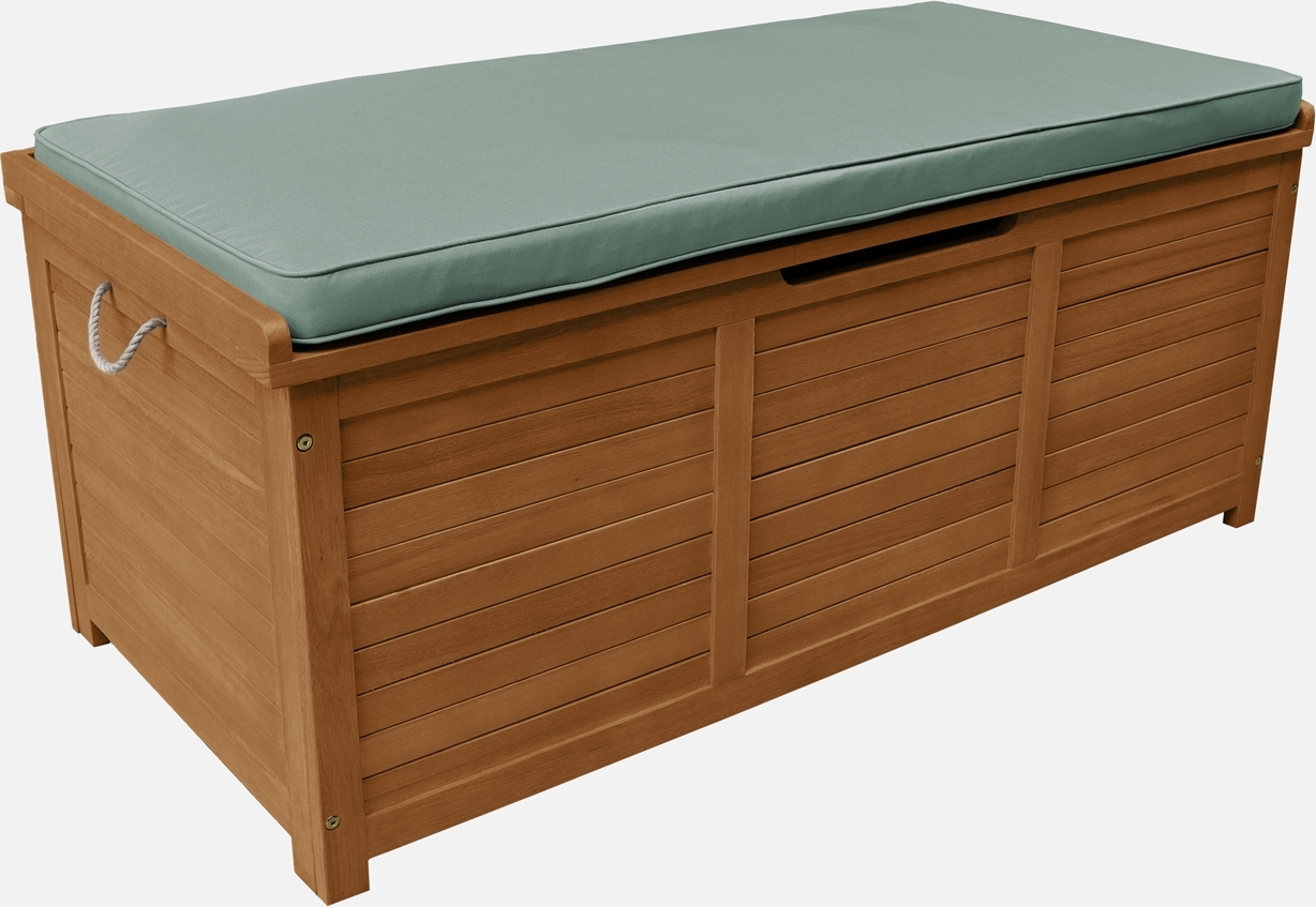 sweeek - Gartentruhe aus Holz 200L 125 X 60 cm - Holzfarben ECBOX125SAV