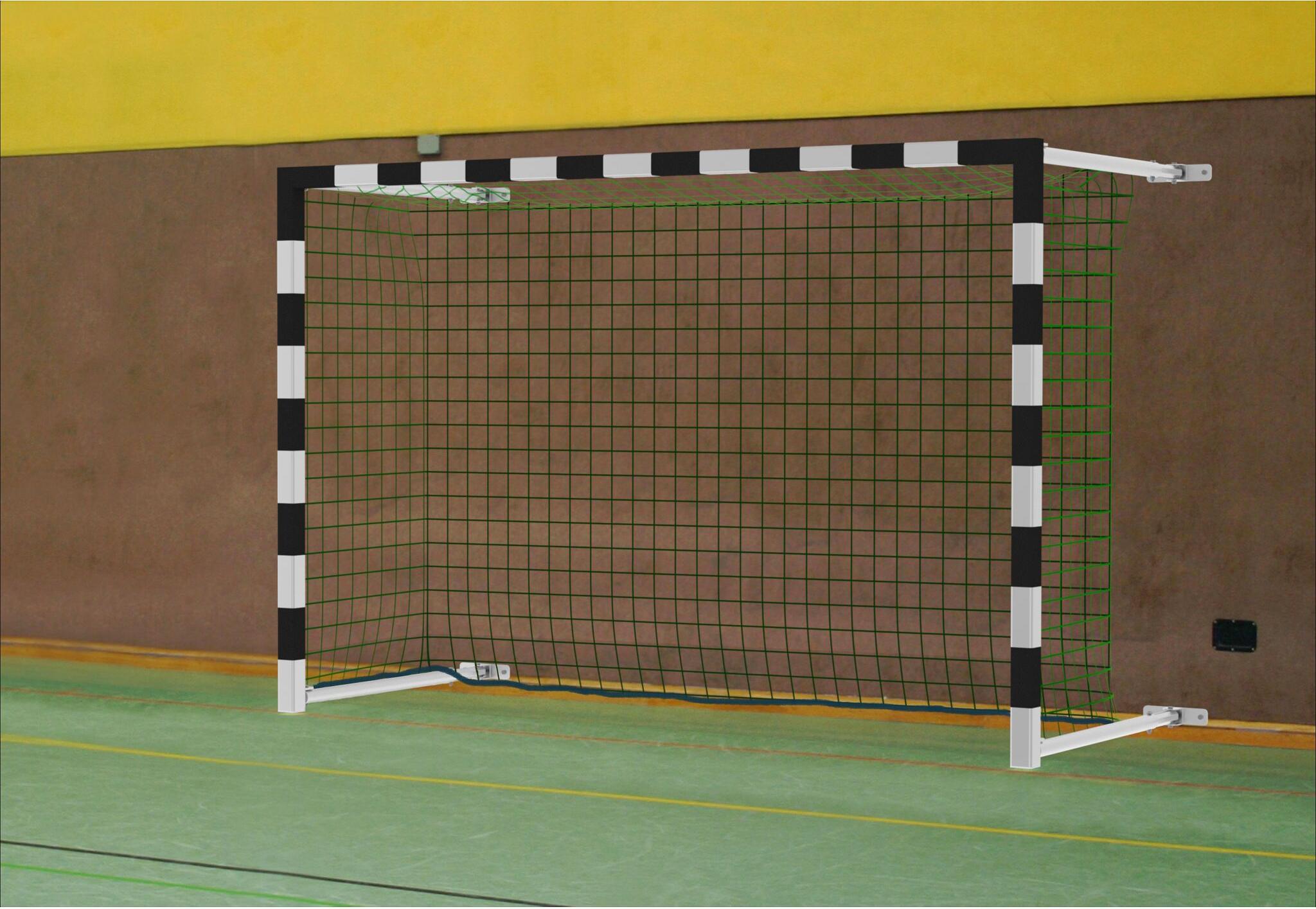 Sport-Thieme Handballtor mit Wandbefestigung, schwenkbar, Rot-Silber