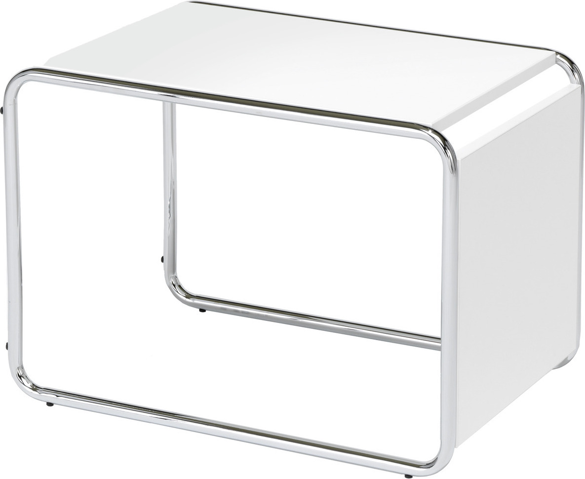 Mauser Sitzkultur Kleiner Designer Beistelltisch im Bauhausstil, Couchtisch wendbar Silber Weiß T551