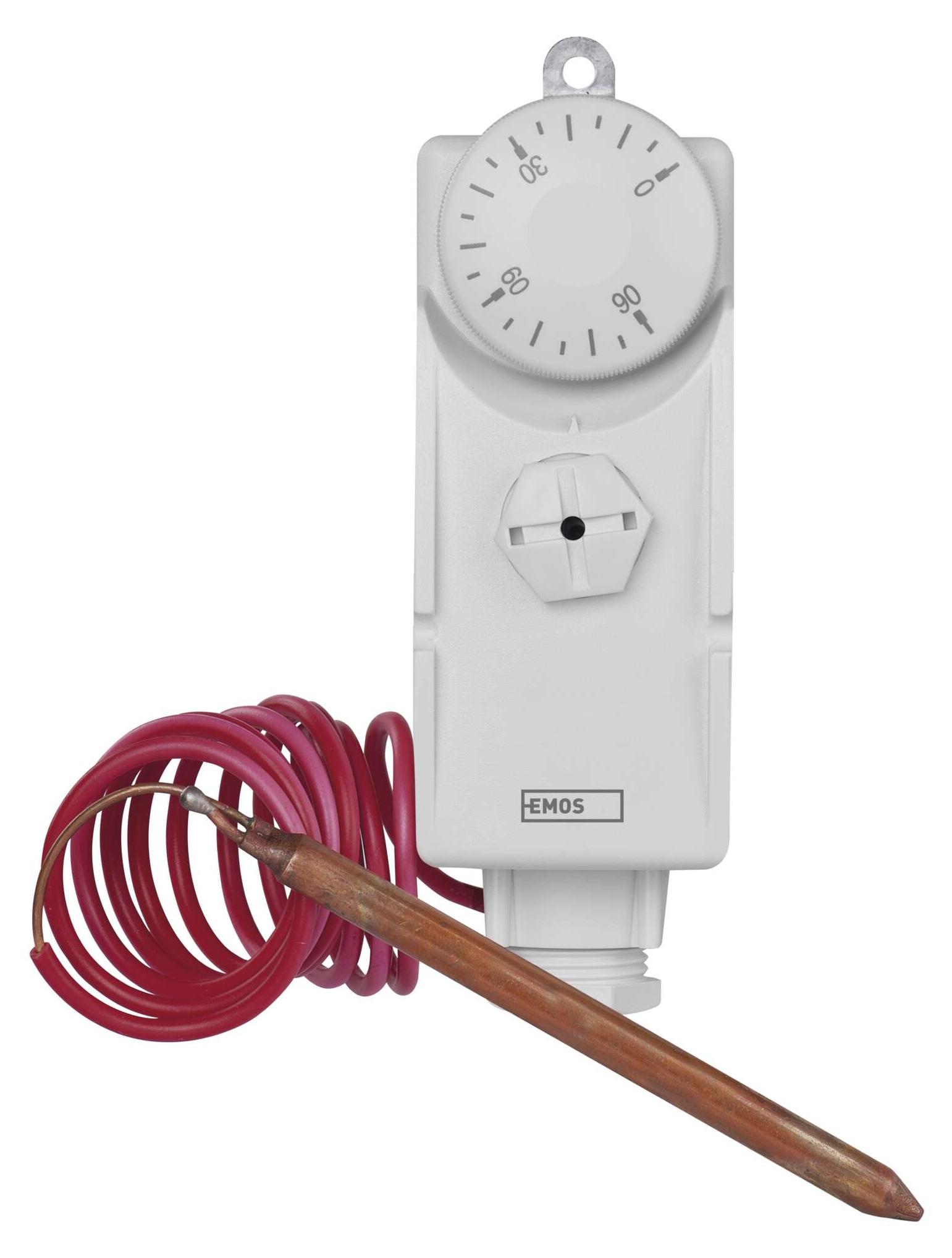 EMOS Thermostat mit Kapillarsensor, analog, Temperaturregler für Heizung, Heizungssysteme, Wasserheizung und Kühlungssysteme , P5682