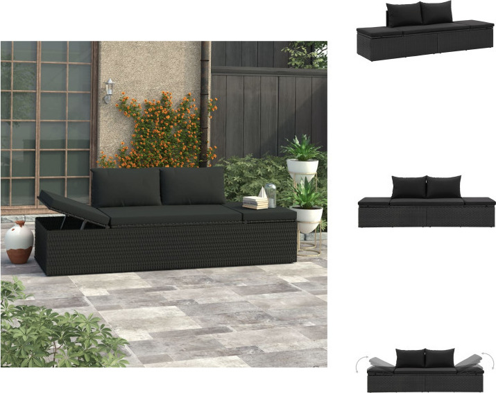 vidaXL Lehátko s vankúšom z polyratanu čierne - Lehátka