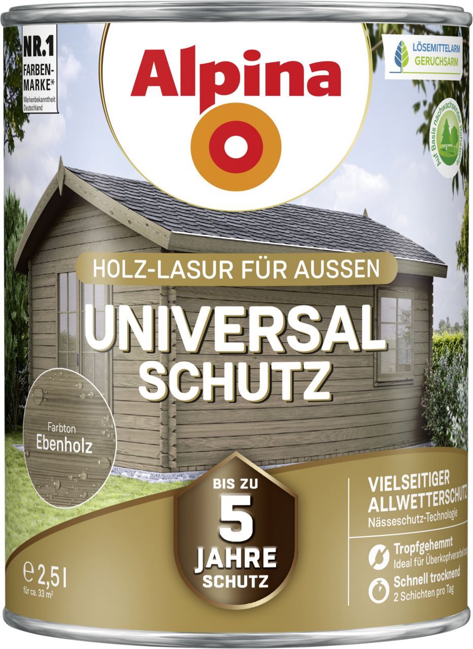 Alpina Holzlasur Universal-Schutz2,5L ebenholz